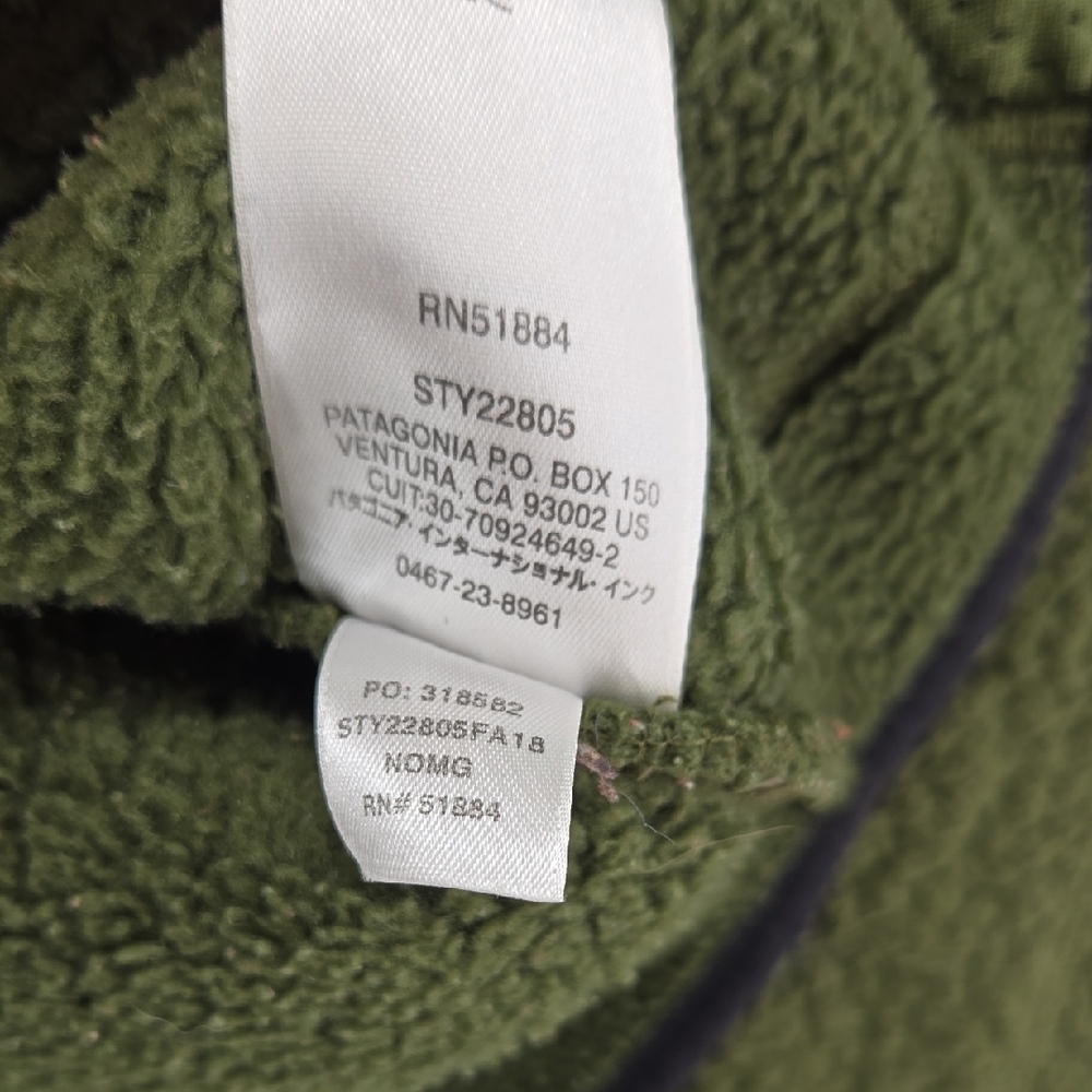 Patagonia Dark Olive Green Hooded Sherpa Fleece Jacket Size Small - Picture 12 of 13